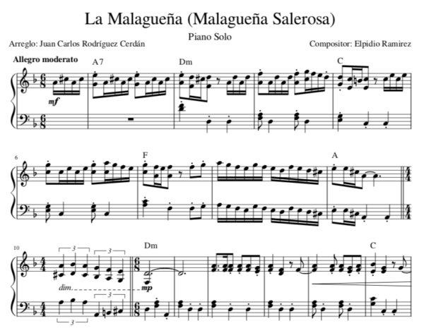 malaguena salerosa partitura piano