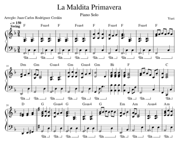 maldita primavera partitura piano