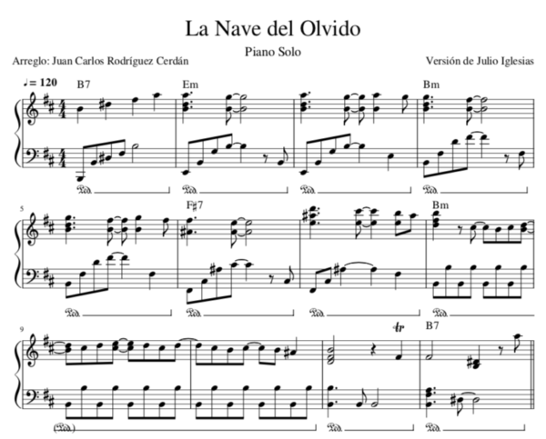 la nave del olvido partitura piano