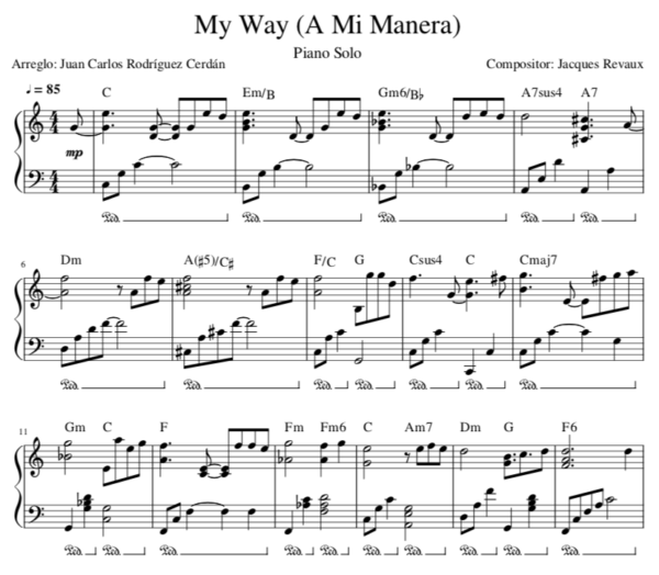 a mi manera partitura