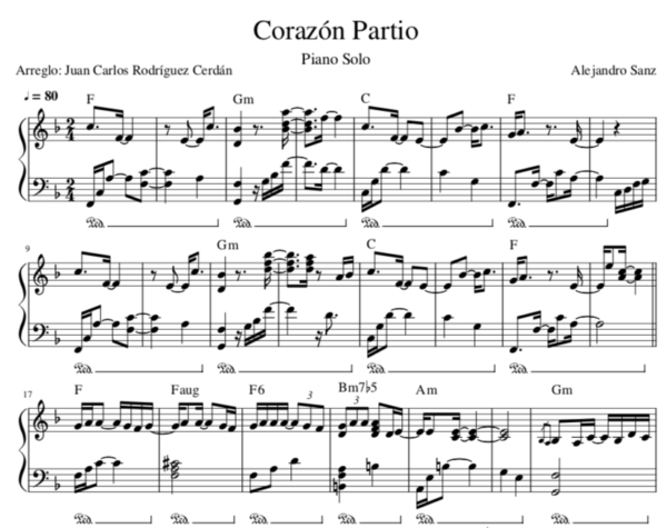 corazon partio partitura piano