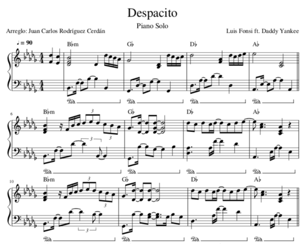 despacito partitura piano