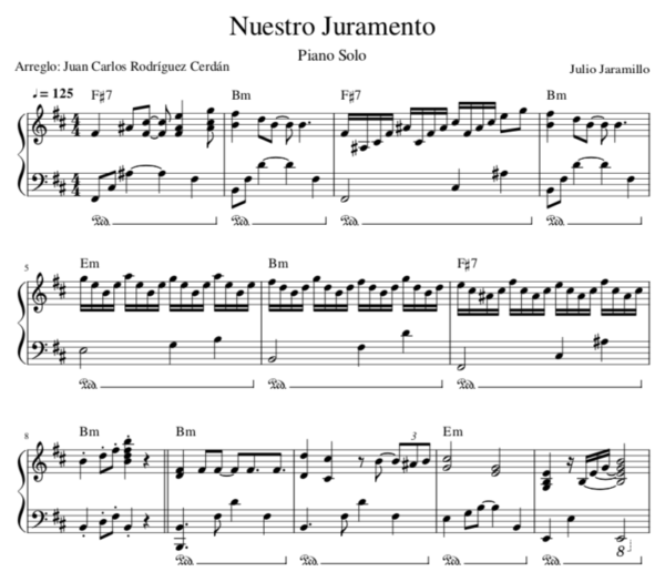 Nuestro Juramento Partitura Piano