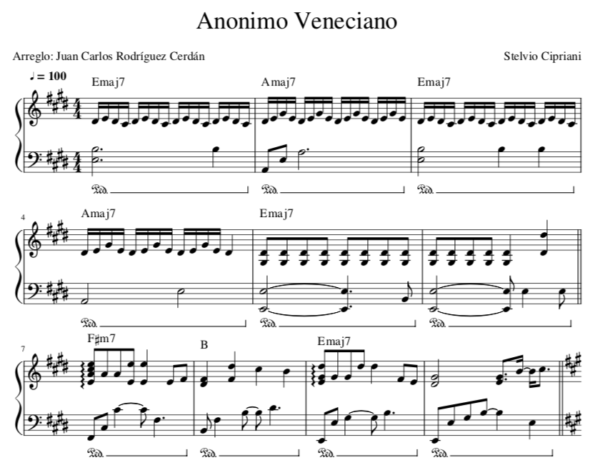 anonimo veneziano sheet music partitura piano
