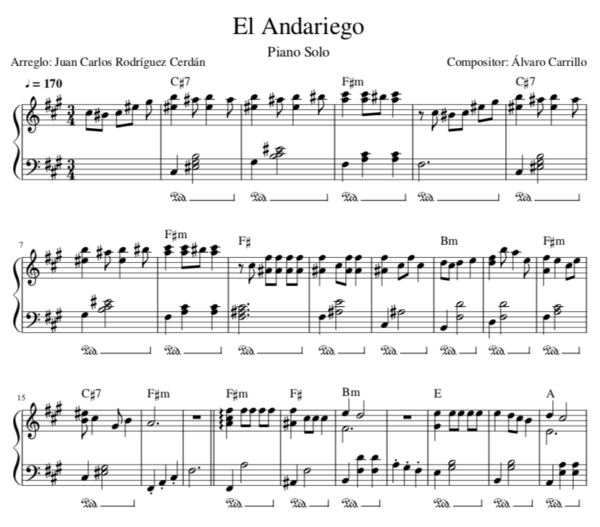 El Andariego - Partitura Piano