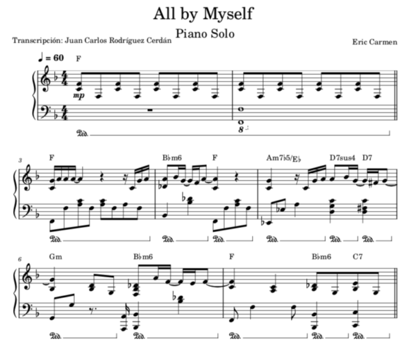 All By Myself Sheet Music Piano