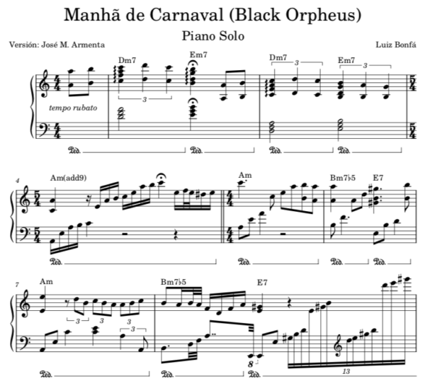 Mañana de Carnaval - Partitura Piano