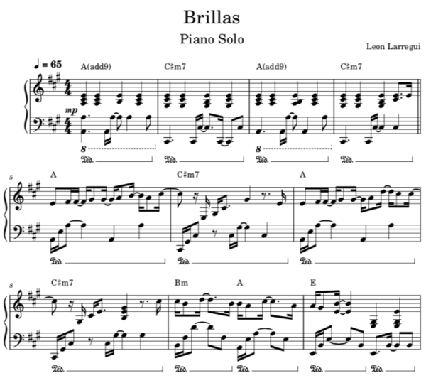 Brillas - Partitura Piano