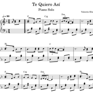 Te Quiero Así - Partitura Piano