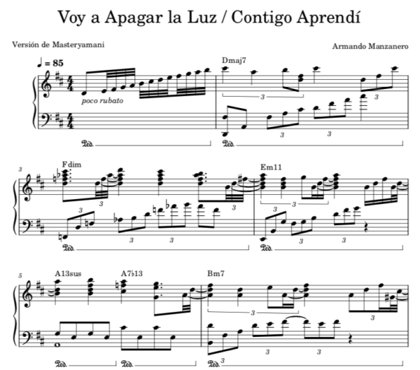 Voy a Apagar la Luz / Contigo Aprendí - Partitura Piano