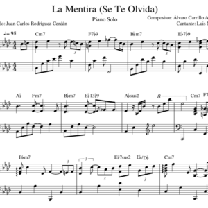 La Mentira (Se Te Olvida) - Partitura Piano