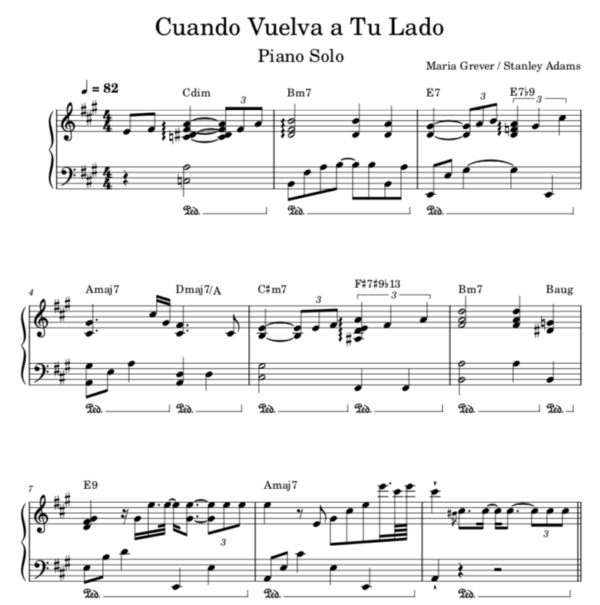 Cuando Vuelva a Tu Lado - Partitura Piano