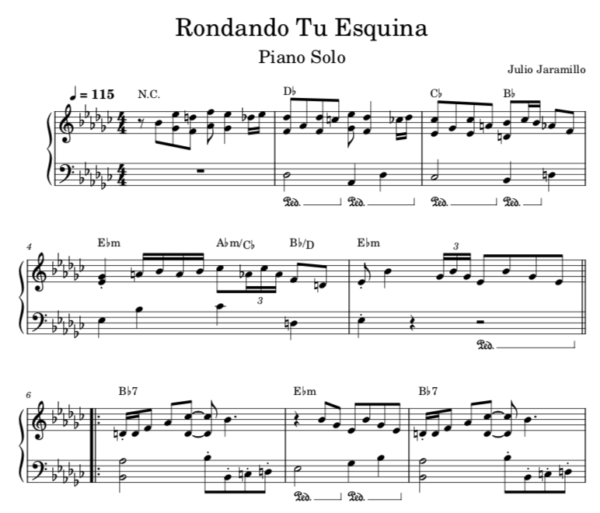 Rondando Tu Esquina - Partitura Piano