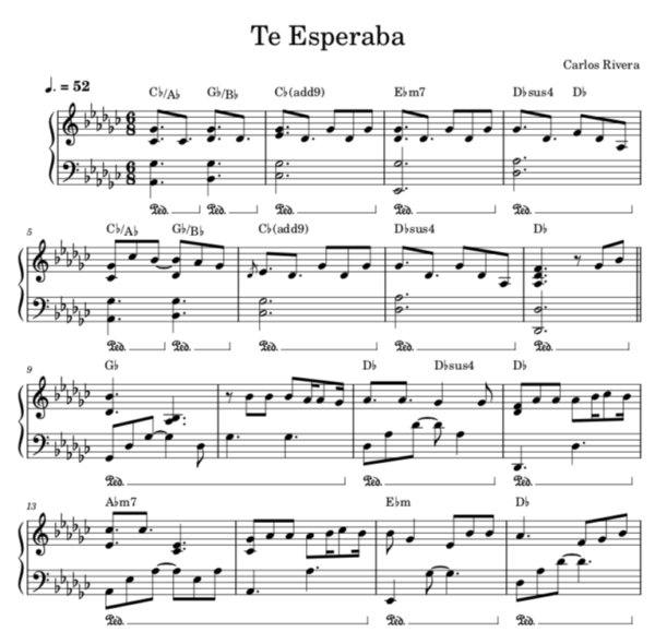 Te Esperaba - Partitura Piano