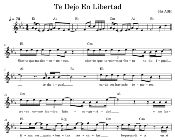 Te Dejo en Libertad - Partitura