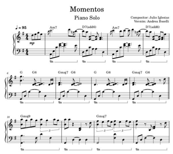 Momentos - Partitura Piano