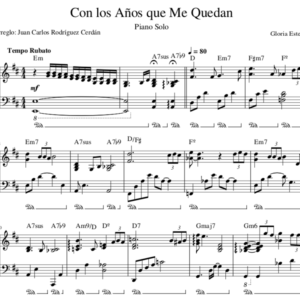 Con los Años que Me Quedan - Partitura Piano