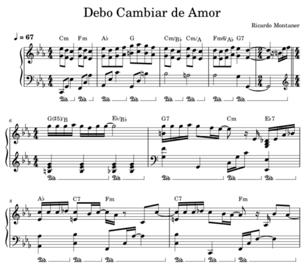 Debo Cambiar de Amor - Partitura Piano