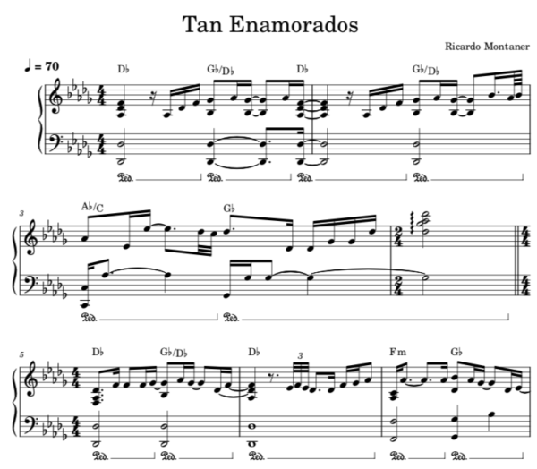 Tan Enamorados - Partitura Piano