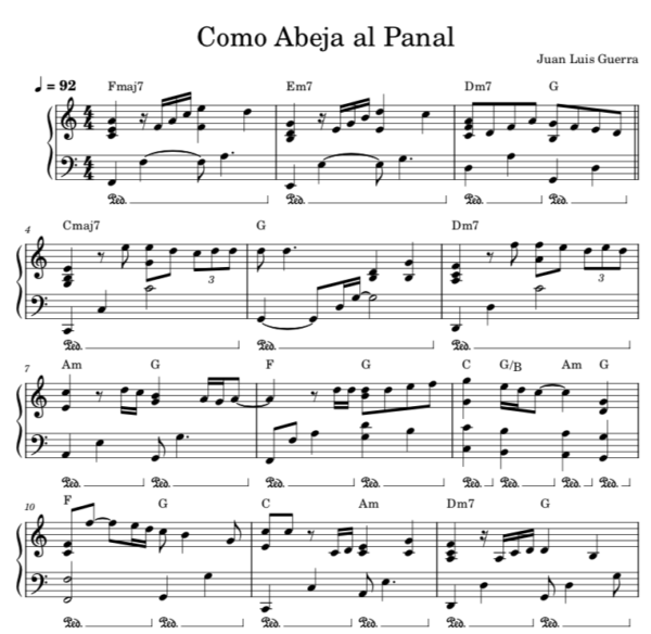 Como Abeja al Panal - Partitura Piano