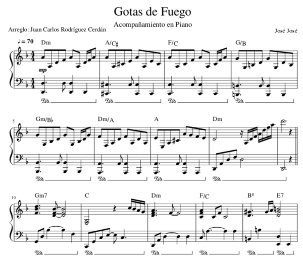 Gotas de Fuego - Partitura Piano