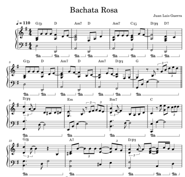 Bachata Rosa - Partitura Piano