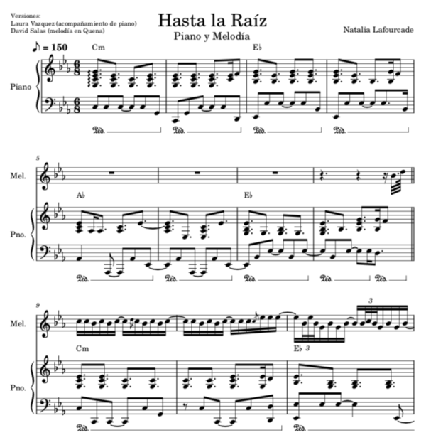 Hasta la Raiz - Partitura (piano y voz)