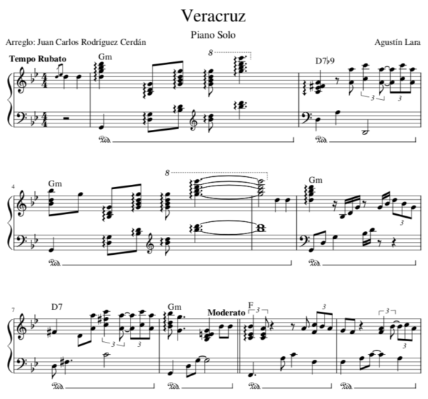 Veracruz - Partitura Piano