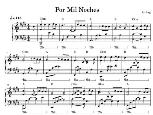 Por Mil Noches - Partitura Piano