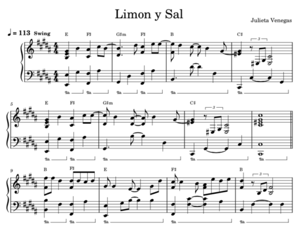 Limon y Sal - Partitura Piano