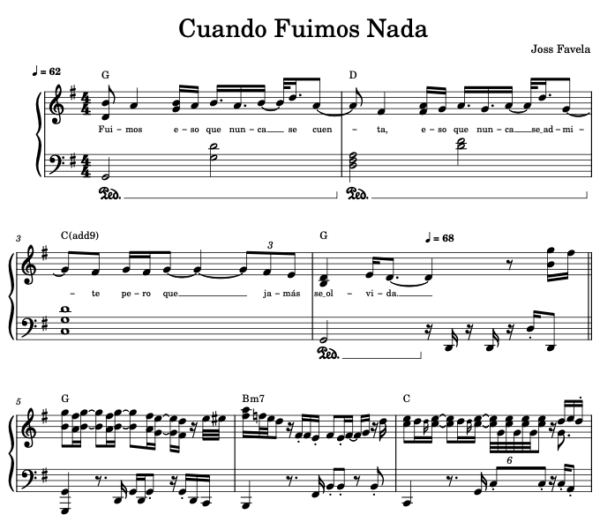 Cuando Fuimos Nada - Partitura Piano